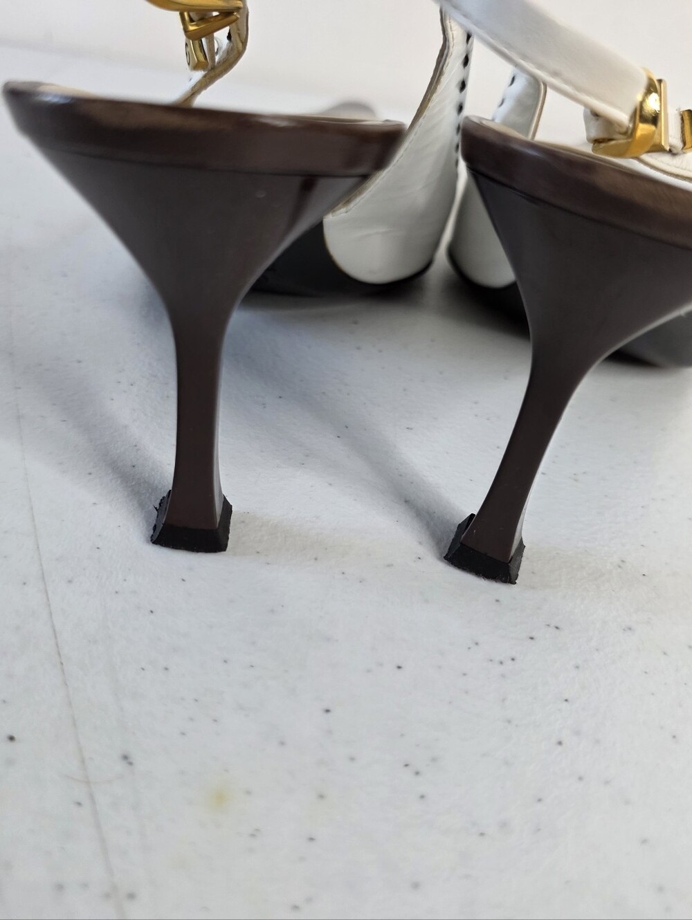 St. John Two-Tone High Heel Pumps Size 10 Vintage Slingbacks Made in Italy Rare - Picture 10 of 14